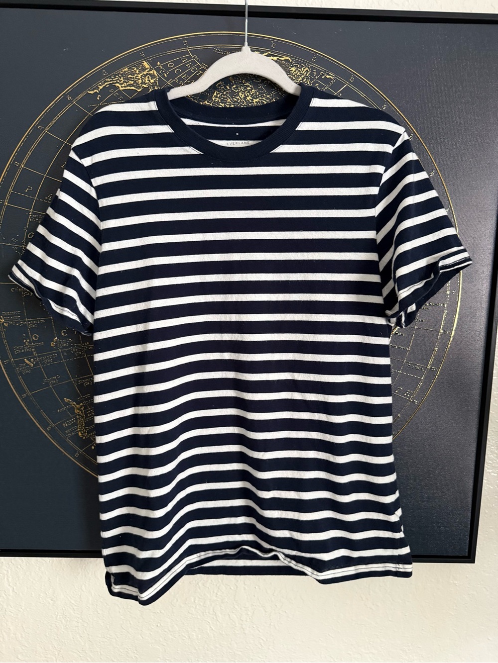 Everlane Navy and White Striped Short-Sleeve Crew Tee